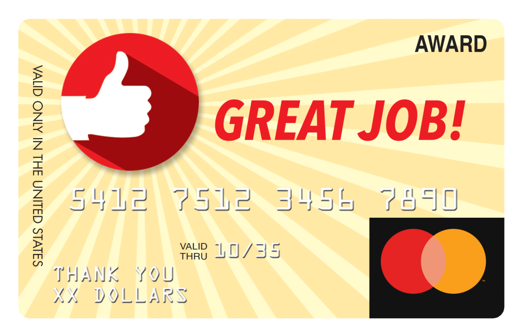 Great Job Custom MasterCard Debit Card Gift Layout